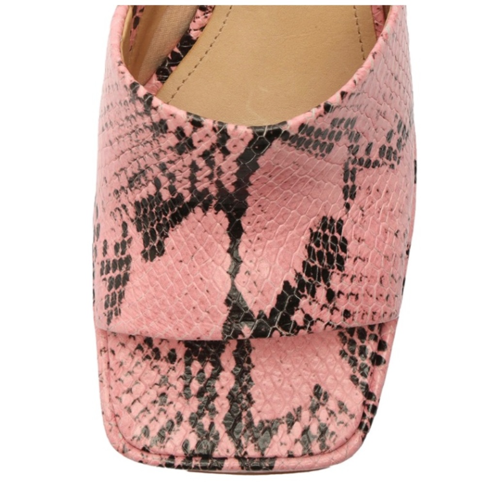 SCHUTZ Pink Snakeskin Platform Block Heel Sandals - Picture 5 of 13